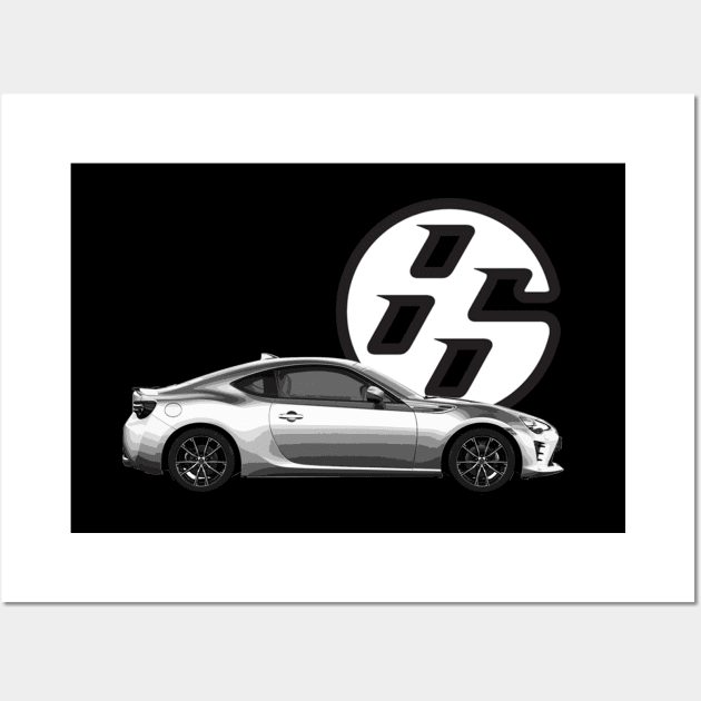 GT86 Body White on Black Wall Art by CharlieCreator